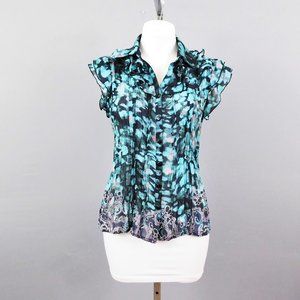 NY Collection Women Shirt Blue Black M